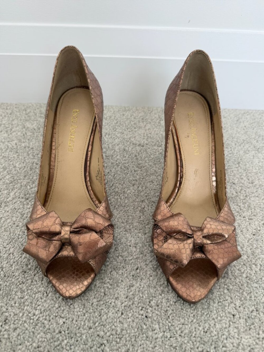 Enzo Angiolini Peep Toe Pumps With Bow Feature